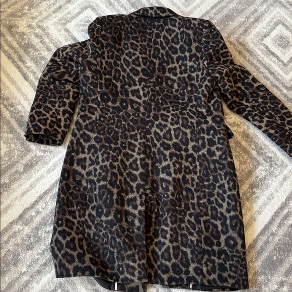 Leopard Print car Trench Coat Banana Republic cheetah 14% wool size M - Picture 10 of 10